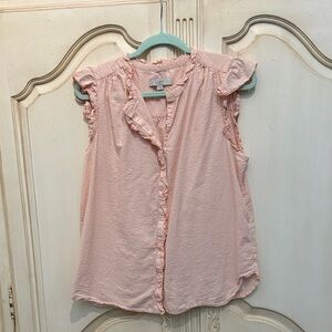 LOFT Light apricot Ruffle Button-Down Blouse